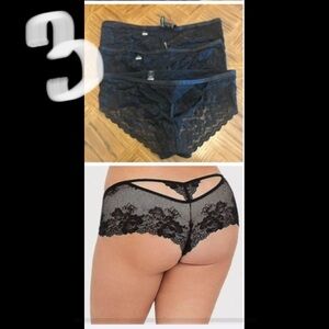 THREE Bundle! Size 1 NWT Torrid Curve TBack Black lace strappy hipster panty
